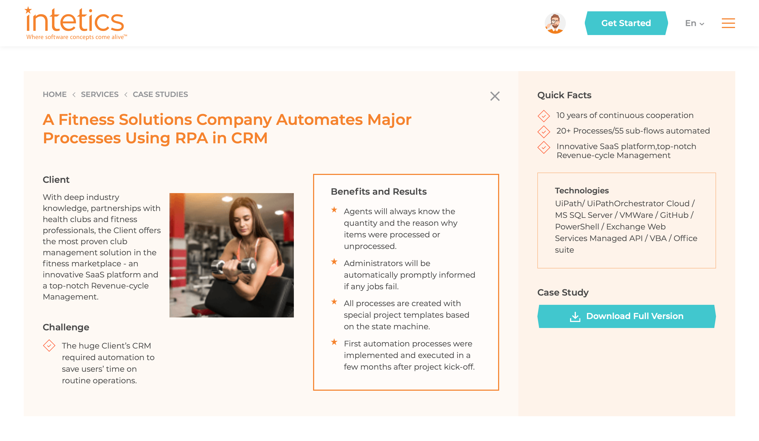 A Fitness Solutions Company Automates Major Processes Using RPA in CRM 