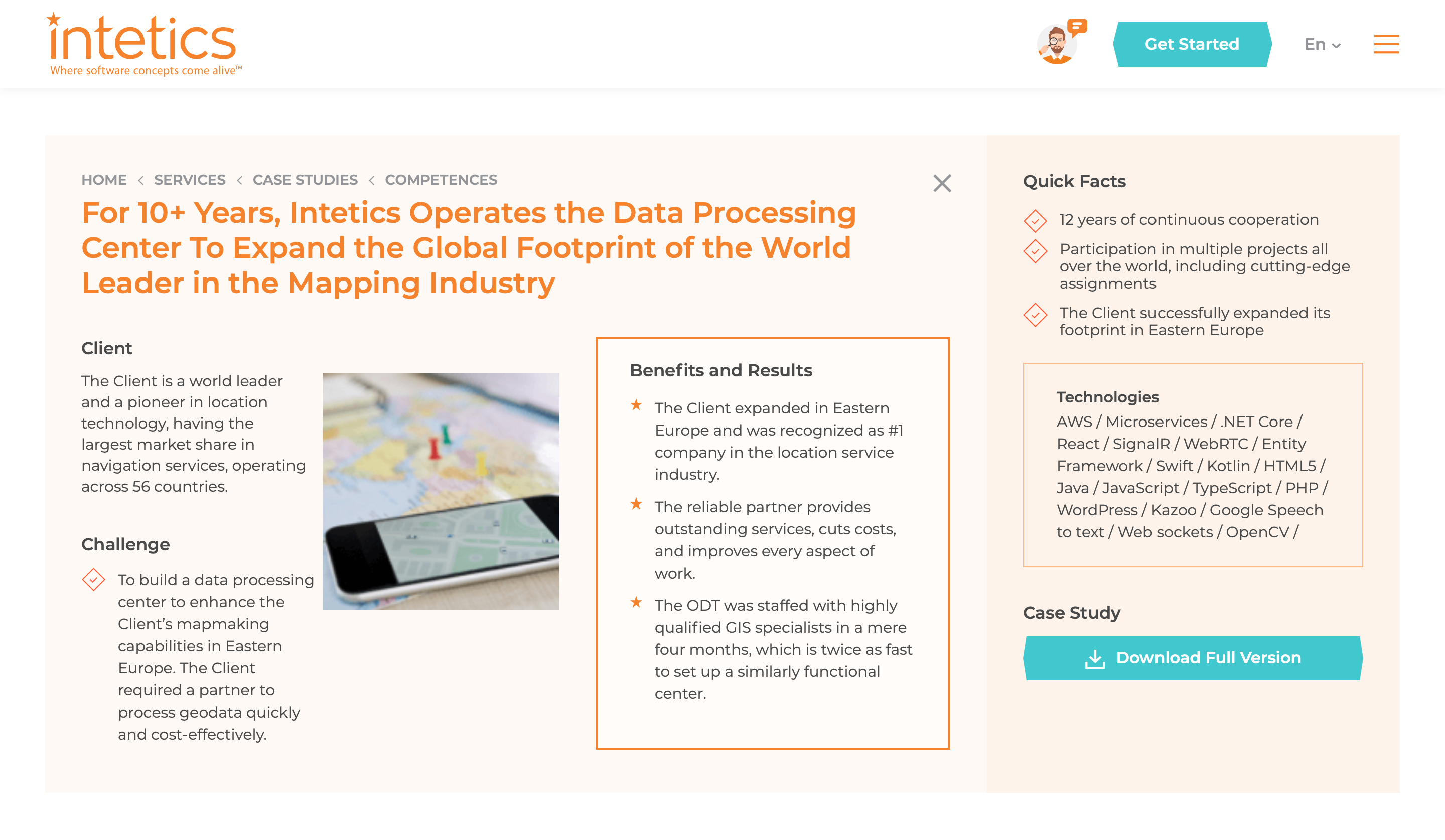 For 10 Years Intetics Operates the Data Processing Center To Expand the Global Footprint of the World Leader in the Mapping Industry