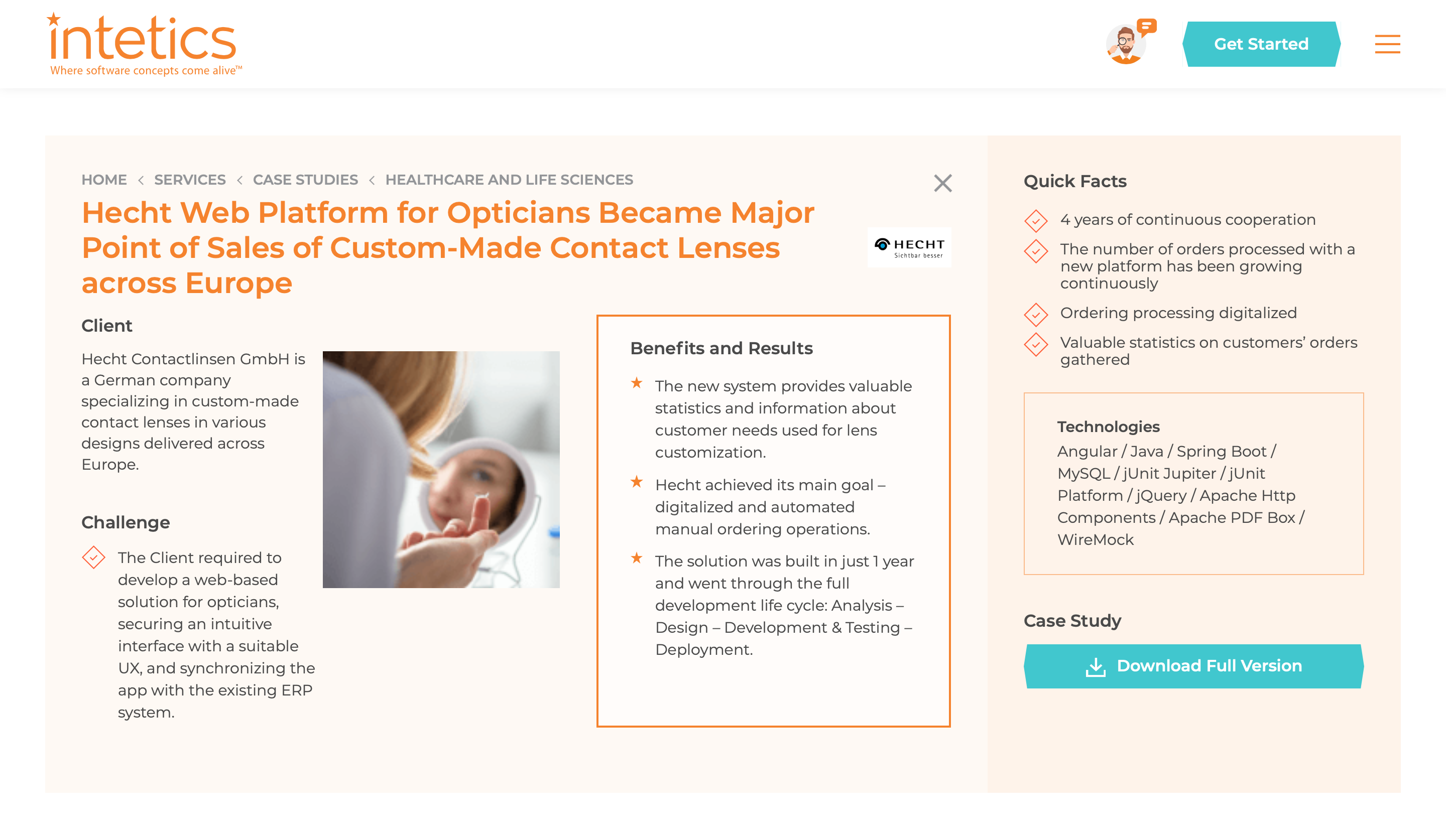 Hecht Web Platform for Opticians Became Major Point of Sales of Custom-Made Contact Lenses across Europe